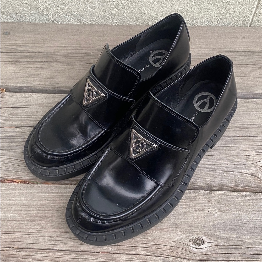 Wishbone Collection Chunky Loafer Black Size 8 9.5/10 Black Matte Patten Leather